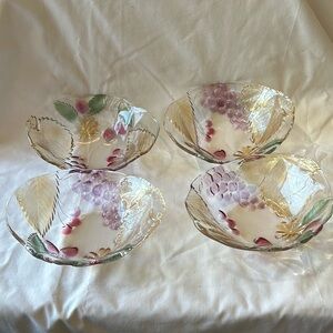 Vintage Savoir Vivre Crystal Reverse Raised Pattern Oval Serving Bowls-Set of 4